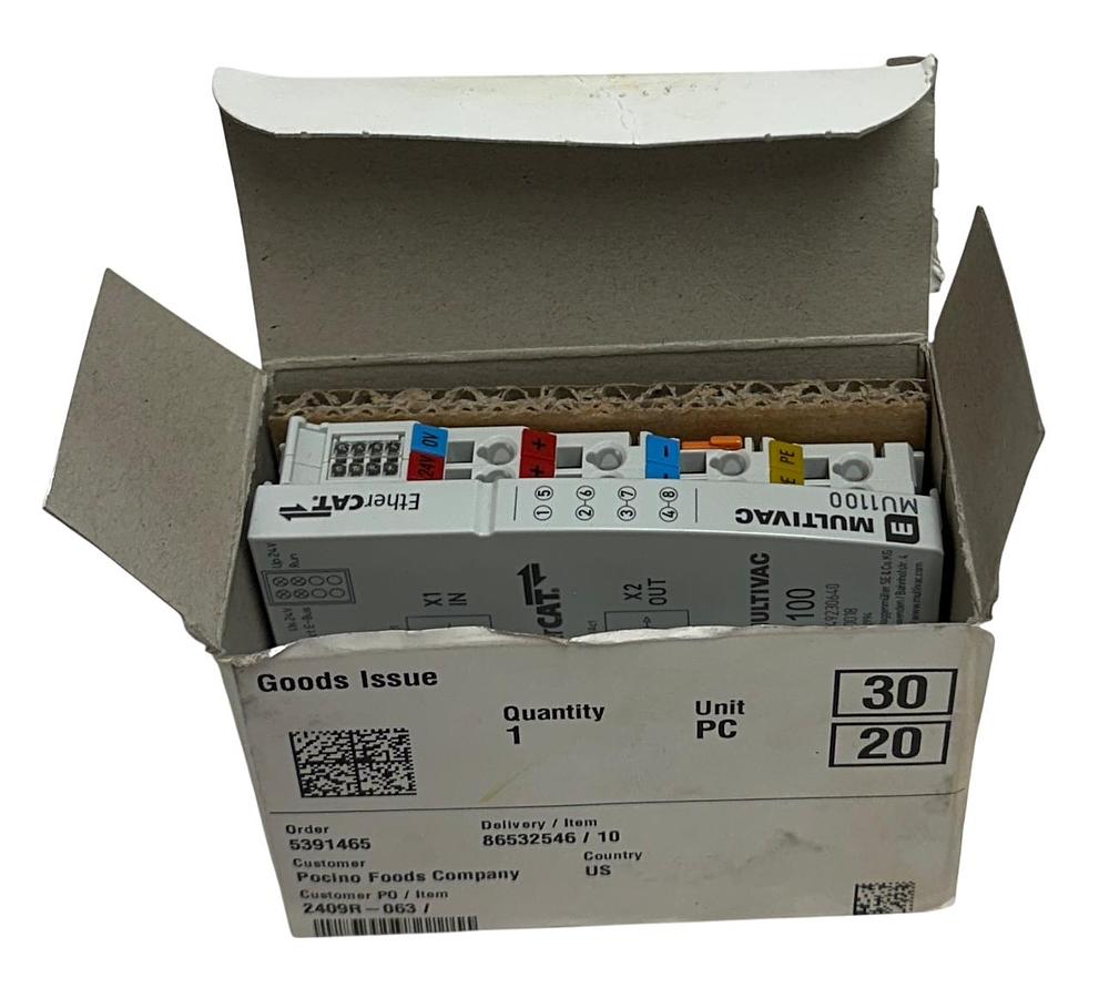 Used BECKHOFF MULTIVAC MU1100 EtherCAT COUPLER MODULE 24V 107352994 LED NSMP