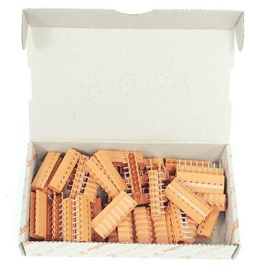 BOX OF 50 NEW WEIDMULLER 151326 CONNECTORS SL 5.08/8/90 4.5SN OR, 300V 10A