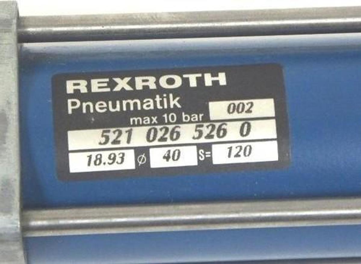 Used NEW REXROTH PNEUMATIK 521 026 526 0 AIR CYLINDER, 10 BAR MAX, 5210265260