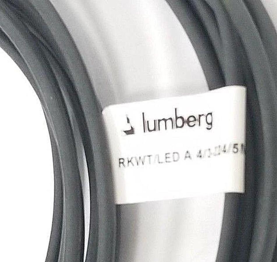 Used LOT OF 2 LUMBERG RKWT/LED A 4/3-224/5M CORDSETS, 5 METERS, RKWT/LEDA4-3-224/5