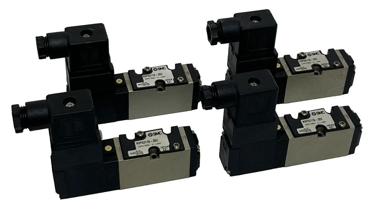 Used Lot of 4 SMC NVFS2110-3DZ Solenoid Valve 110V 5-Port VFS2000 Series , Used