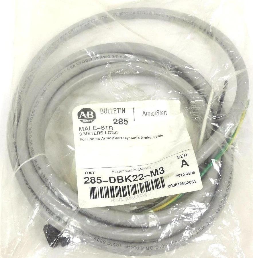 Used NEW ALLEN BRADLEY 285-DBK22-M3 MALE-STR 3-METERS ARMORSTART 285DBK22M3, SER. A