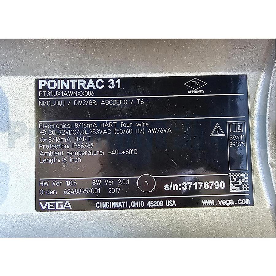 Used VEGA POINTRAC 31 (SS) RADIOMETRIC LEVEL SENSOR PT31.UX1AWNXX006 US77958586 NSMP