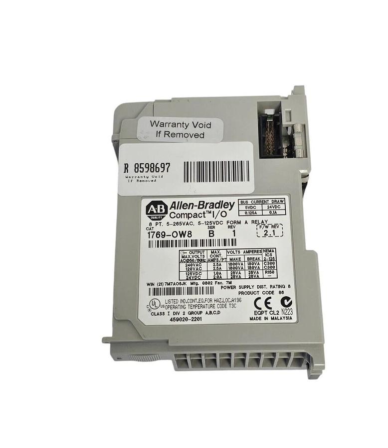 Used ALLEN BRADLEY 1769-OW8 SER. B REV. 1 F/W REV. 2.1 COMPACT I/O MODULE 1769OW8