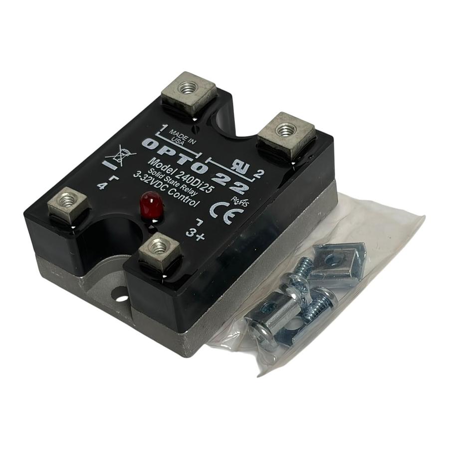 Used Opto 22 Model 240Di25 Solid State Relay 25A 240VAC 3-32VDC Control New Surplus
