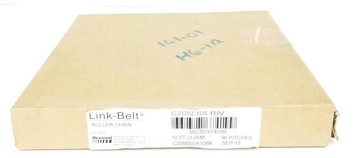 NIB REXNORD C2050SS RIV LINK-BELT ROLLER CHAIN C2050SSR10B 10FT 3.05M 96 PITCHES