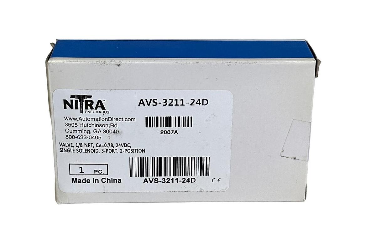 Used NEW AUTOMATION DIRECT NITRA AVS-3211-24D / AVS321124D 3-PORT SOLENOID VALVE 24V