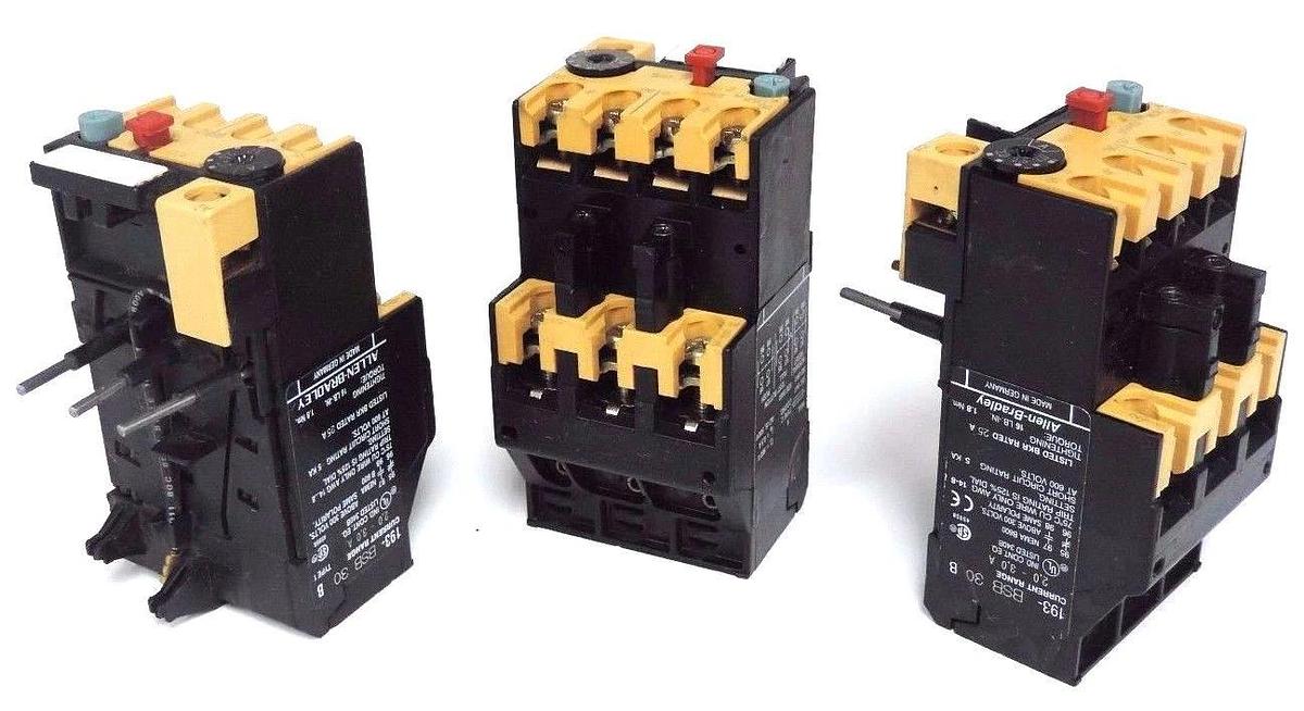 Used LOT OF 3 ALLEN BRADLEY 193-BSB 30 SER. B OVERLOAD RELAYS 193BSB30