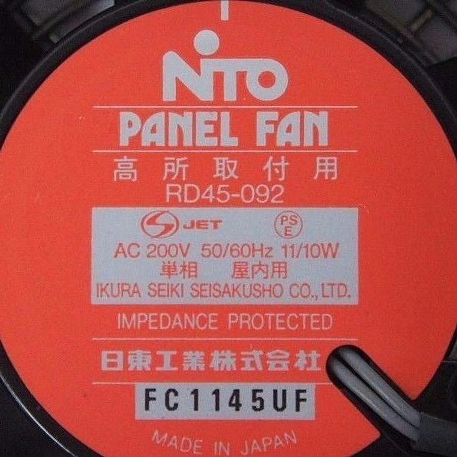 Used LOT OF 2 NITO RD45-092 PANEL FANS WITH HOUSING 200V, 50/60HZ, RD45092