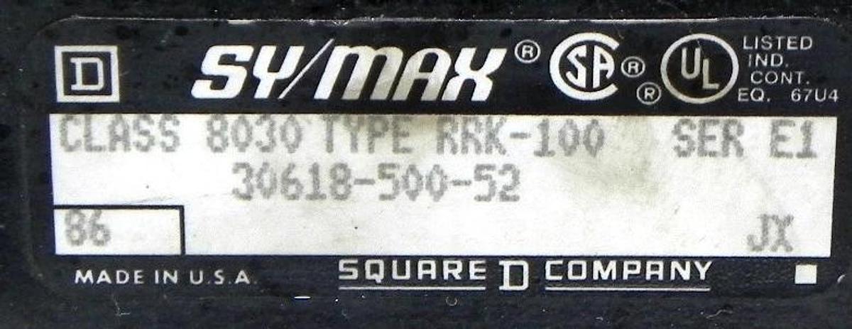 Used SQUARE D SYMAX 8030-RRK-100 SER. E1 5-SLOT I/O RACK 8030RRK100 E1 USED