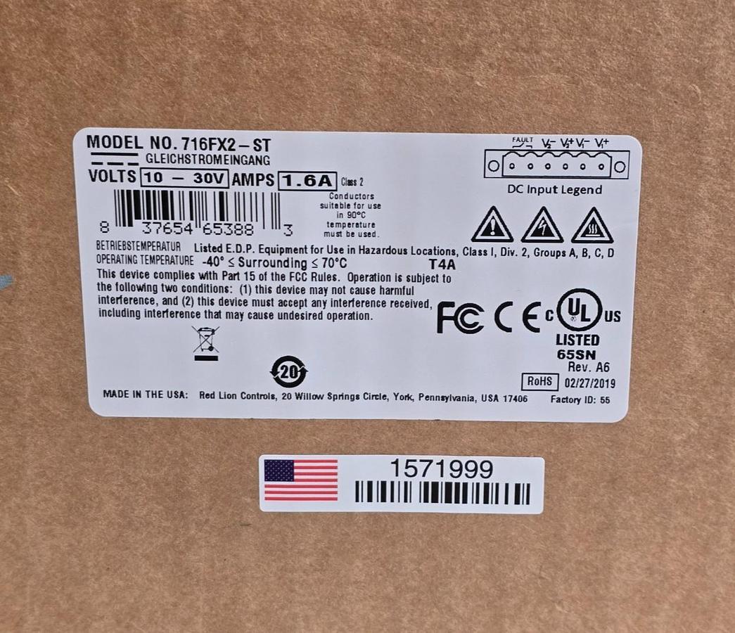 Used Red Lion | N-Tron 716FX2-ST Managed Ethernet Switch 14 RJ45 2 ST Fiber NSMP
