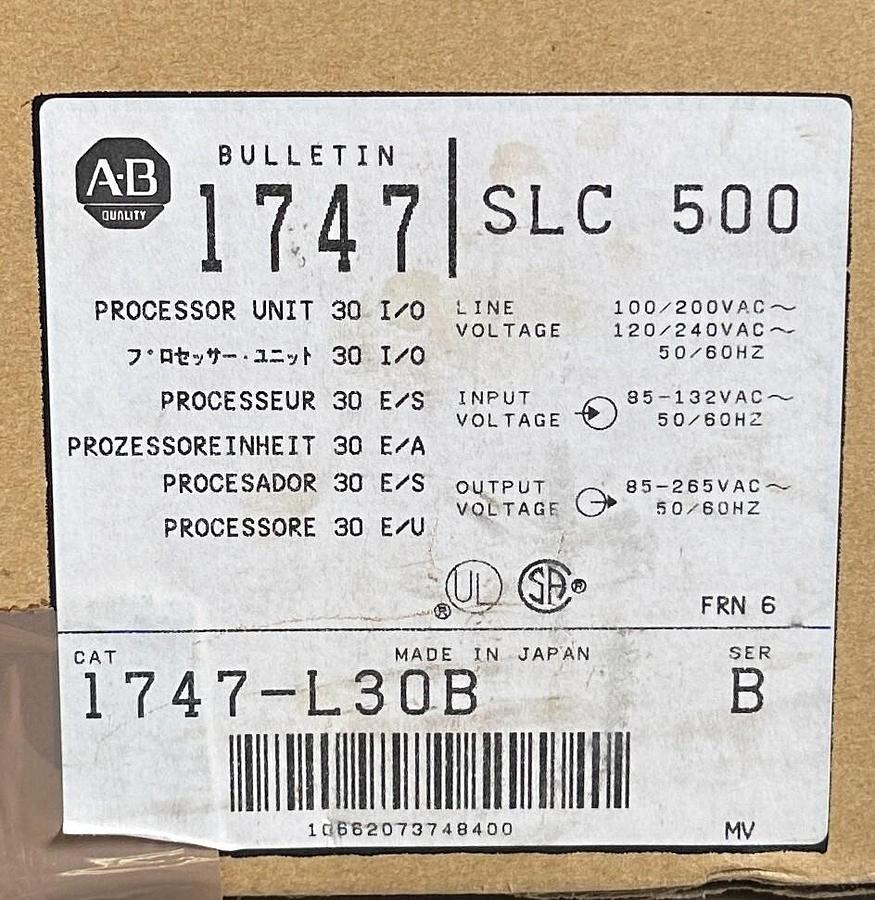 Used ALLEN BRADLEY 1747-L30B /B SLC500 PROCESSOR UNIT 30 I/O CONTROLLER NSMP
