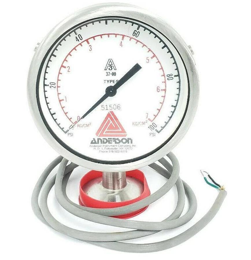 Used ANDERSON A3 37-00 TYPE S PRESSURE GAUGE, 0-100PSI, 0-7KG/CM^2, 51506