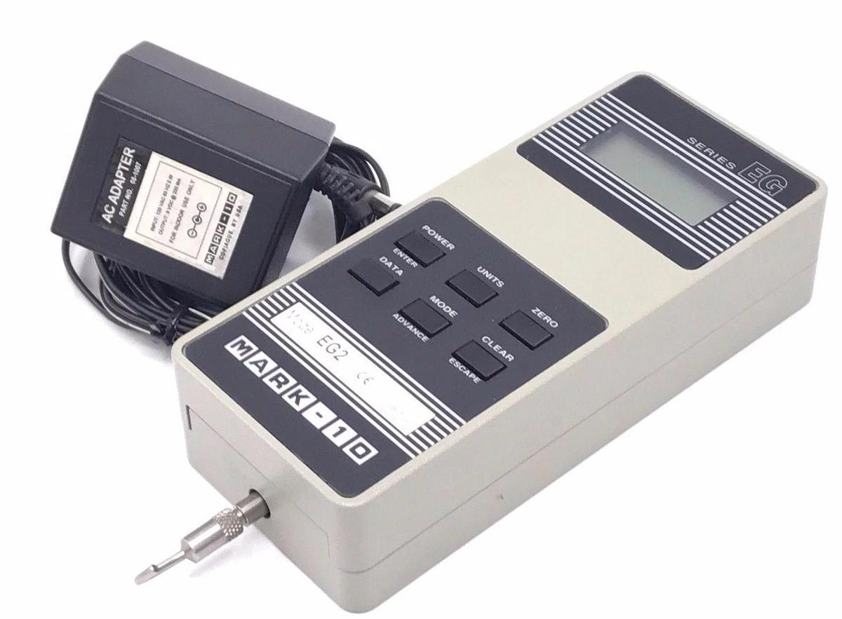 Used MARK-10 MODEL EG2 DIGITAL FORCE GAUGE 2 X 0.002, SERIES EG, W/ AC ADAPTER