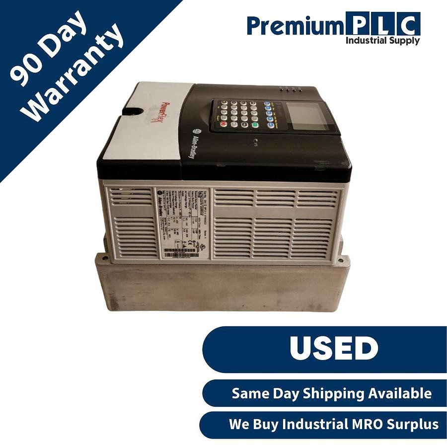 Used ALLEN BRADLEY 20AD8P0A3AYNANC0 /A POWERFLEX 70 AC DRIVE 8A 5HP 480V FRN. 5.001