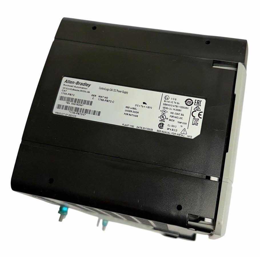 Used ALLEN BRADLEY 1756-A7 /C 7-SLOT CHASSIS W/ 1756-PB72 /C POWER SUPPLY 24V DC