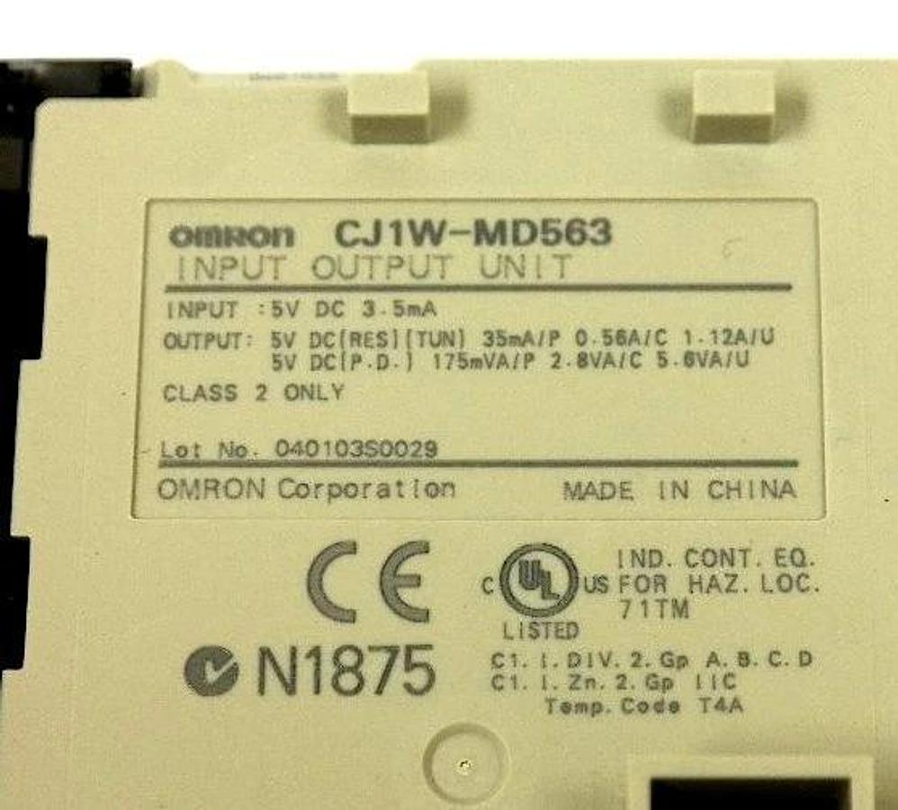 Used OMRON CJ1W-MD563 MIXED I/O MODULE 32 IN, 5VDC 3.5mA ,32 OUT 5VDC 35mA, CJ1WMD563
