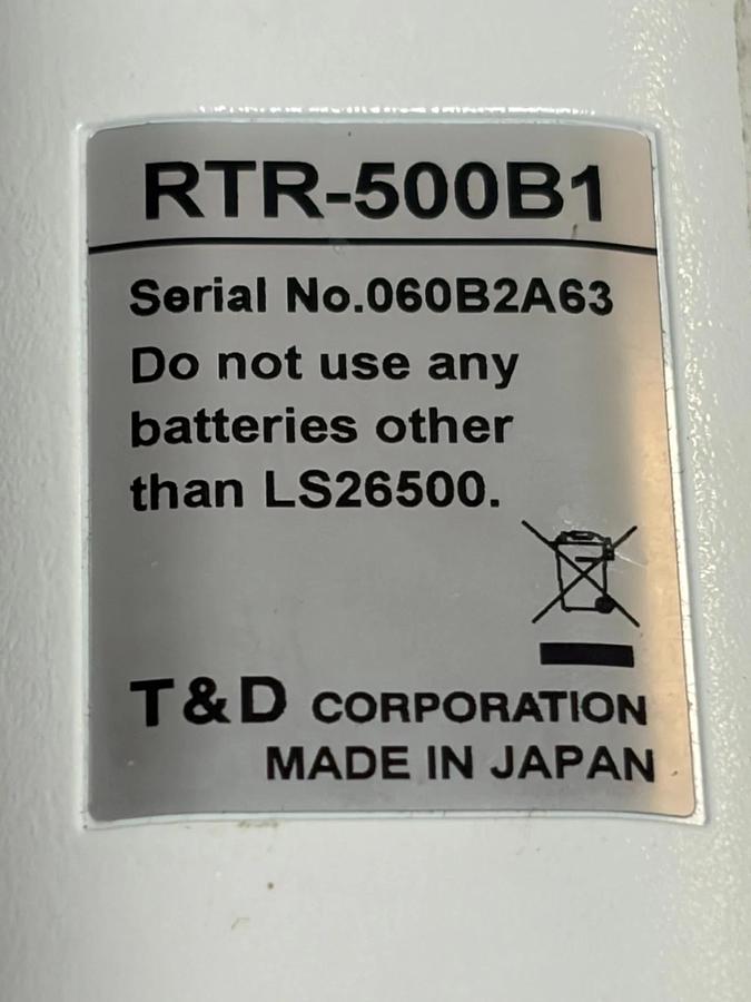 Used T&D RTR-502 Wireless Temp Data Logger RTR-500B1 Battery Adaptor with Battery