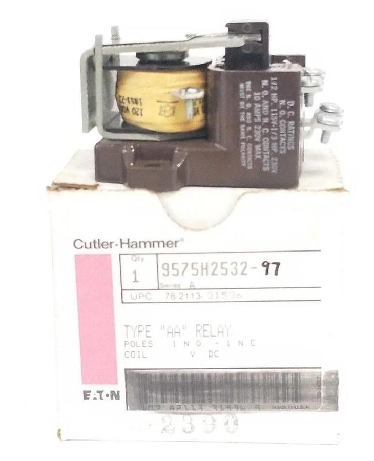 Used NIB CUTLER-HAMMER 9575H2532-97 TYPE "AA" RELAY COIL 120V, 9575H253297