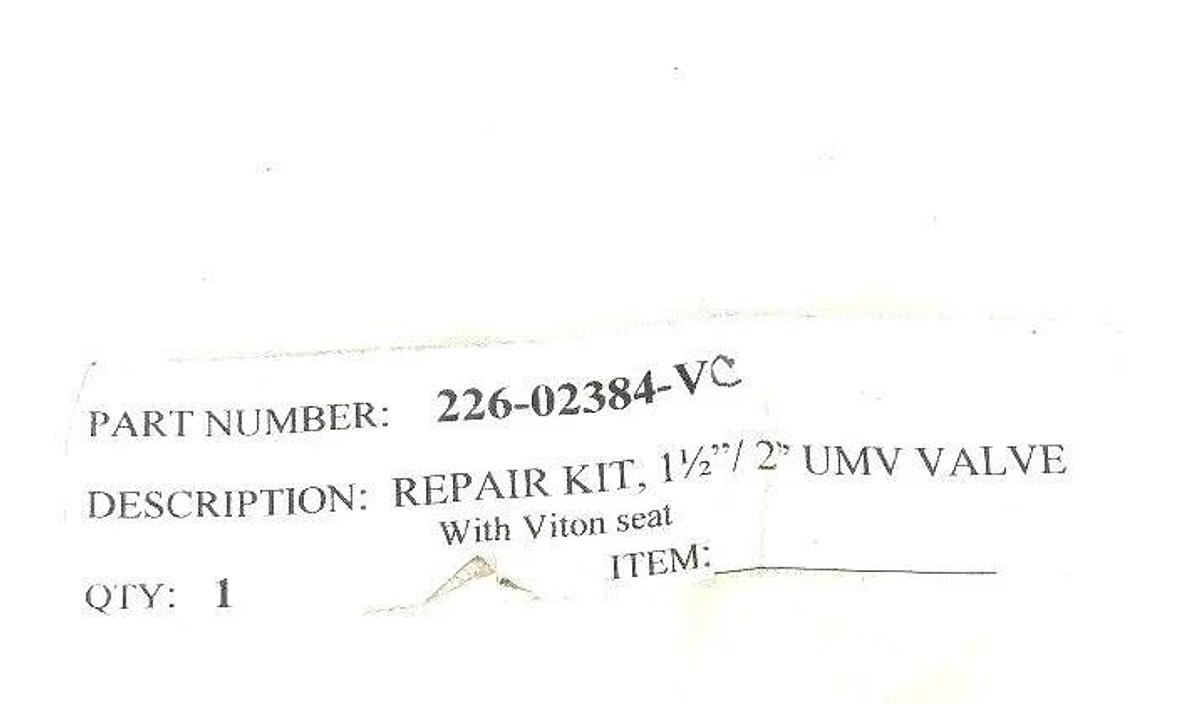 NEW UBE REPAIR KIT, 1-1/2" / 2" UMV VALVE 226-02384-V (INCOMPLETE)