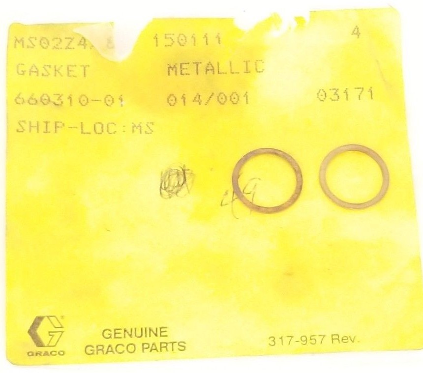 Used LOT OF 2 NEW GRACO 150111 METALLIC GASKETS