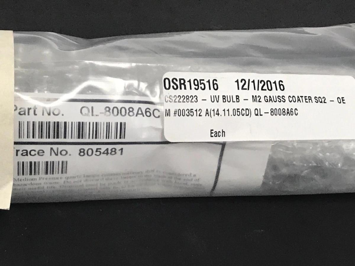 Used NEW EYE / IWASAKI UV BULB MEDIUM PRESSURE QUARTZ LAMP PART No: QL-8008A6C