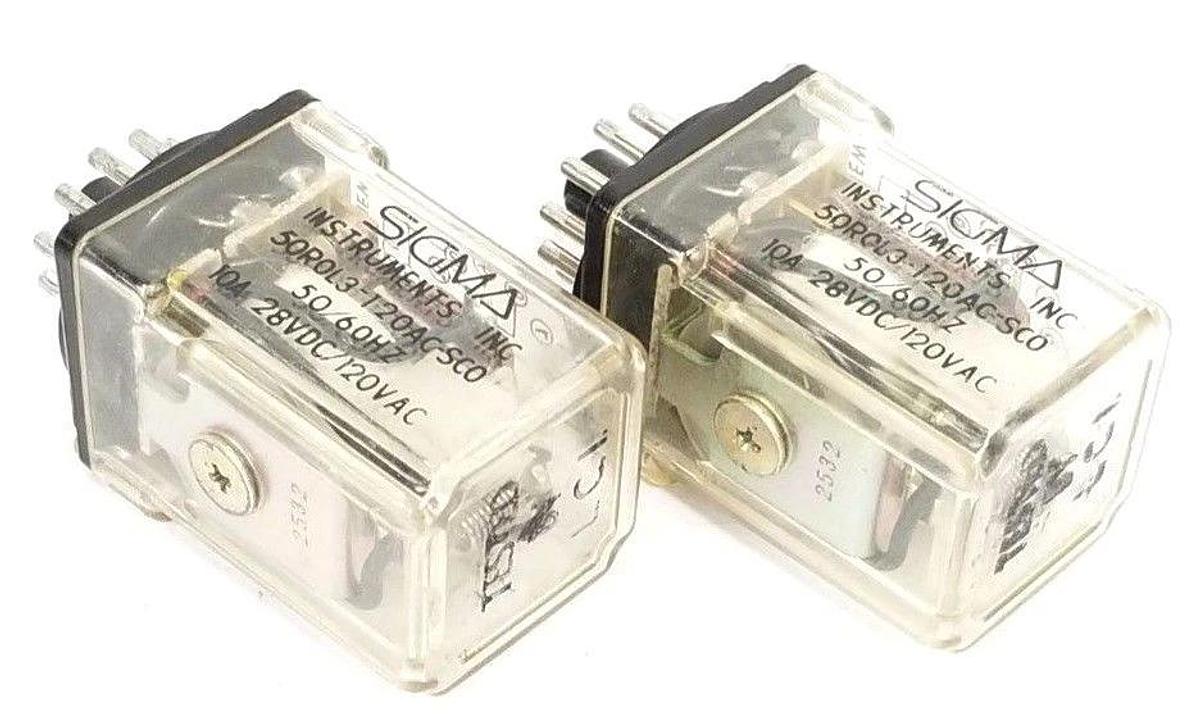 Used LOT OF 2 MAGNECRAFT SIGMA 50R0L3-120AC-SCO RELAYS 50R0L3120ACSCO