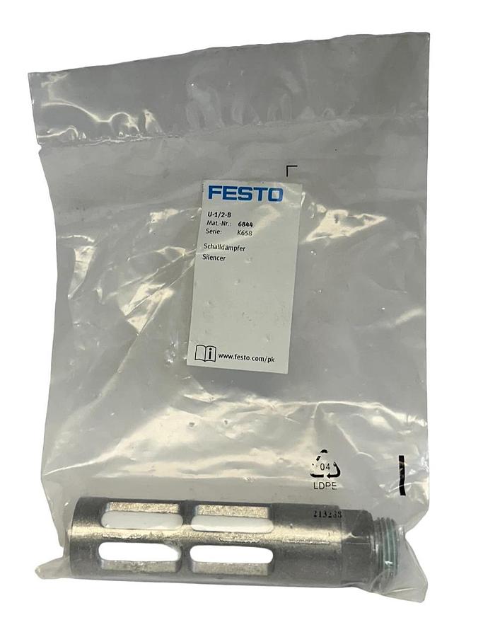 Used 4 FESTO U-1/2-B / 6844 PNEUMATIC SILENCERS / MUFFLERS NSFS