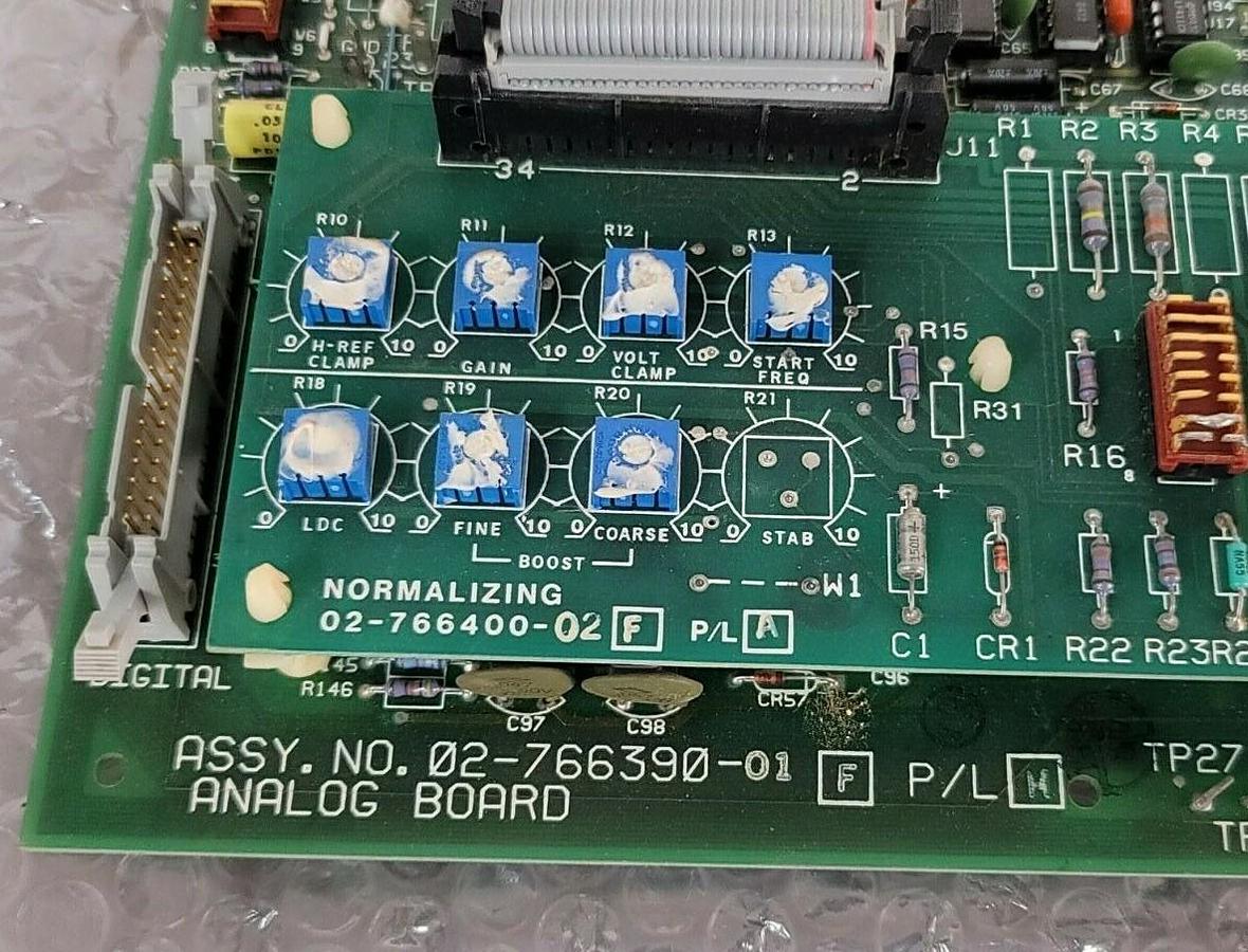 Used NIDEC CORP 02-766390-01 ANALOG BOARD W/ 02-766400-02 NORMALIZING BOARD