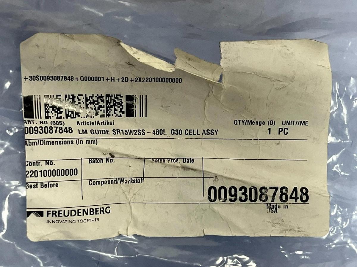 THK SR15W2SS-480L G30 Linear Guide Rail 480mm with 2 SR15W Blocks New Surplus