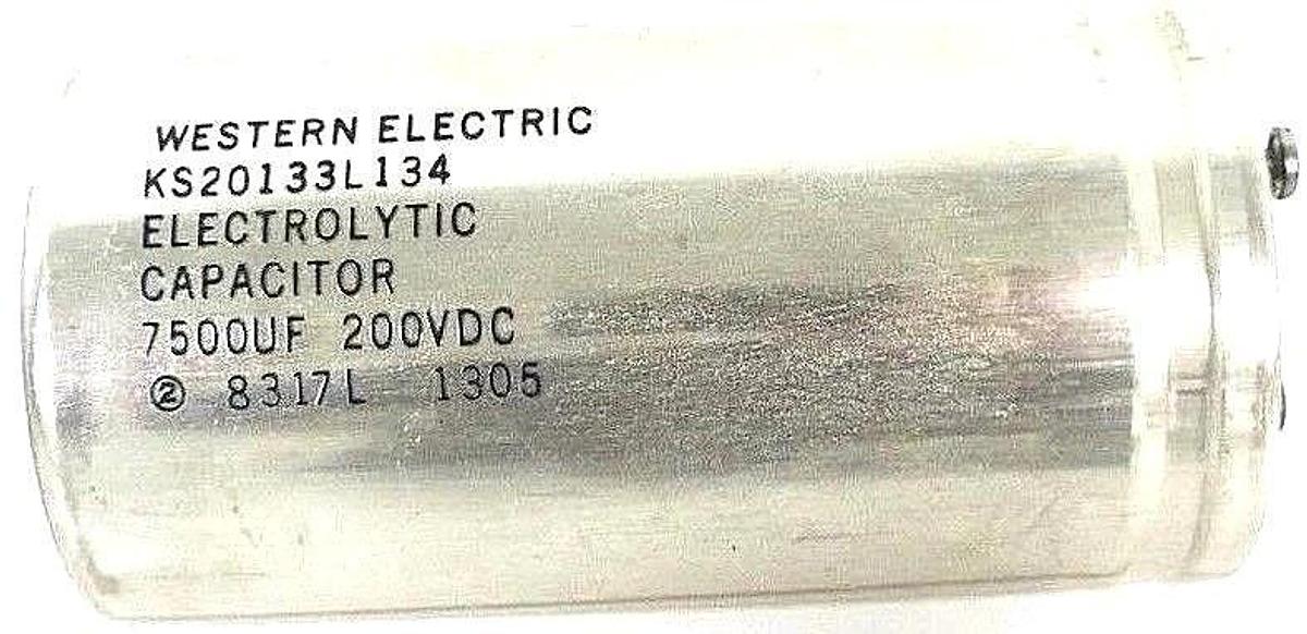 Used WESTERN ELECTRIC KS20133L134 ELECTROLYTIC CAPACITOR 7500UF, 200VDC, 8317L 1305