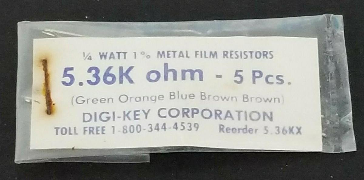 Used LOT OF 4 NEW DIGI-KEY CORP. 5.36K OHM METAL FILM RESISTORS 1/4WATT 1%, 5.36KX