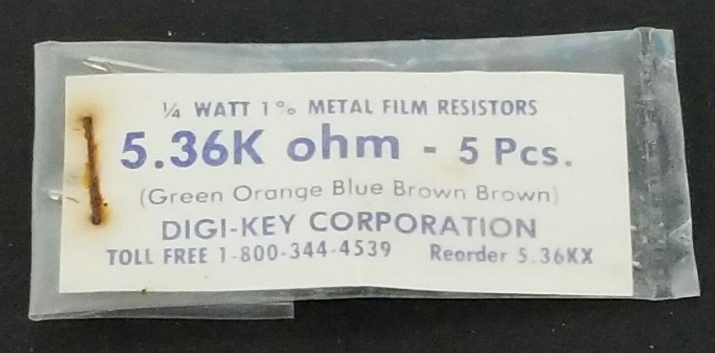 Used LOT OF 4 NEW DIGI-KEY CORP. 5.36K OHM METAL FILM RESISTORS 1/4WATT 1%, 5.36KX
