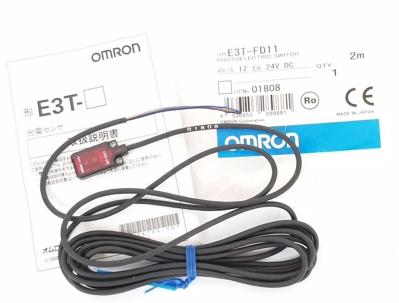 Used NEW OMRON E3T-FD11 PHOTOELECTRIC SWITCH E3TFD11, 12 TO 24V DC, 2M