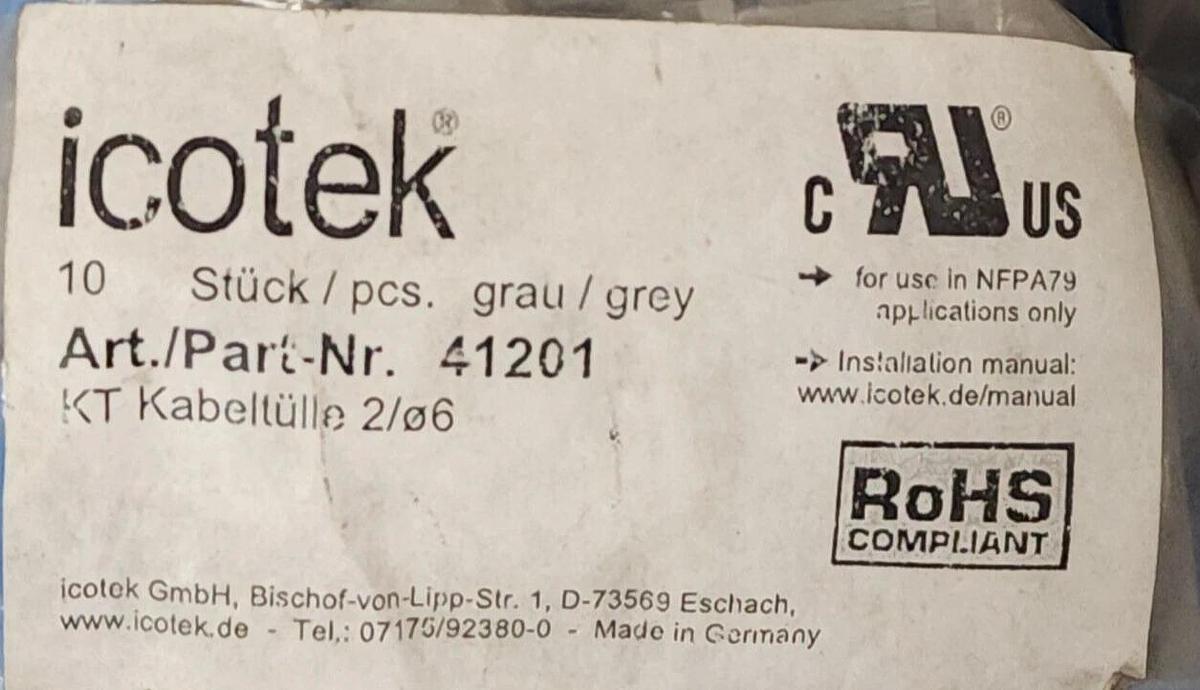 Used LOT OF 43 NEW ICOTEK 41201 KT 2/Ø6 GREY