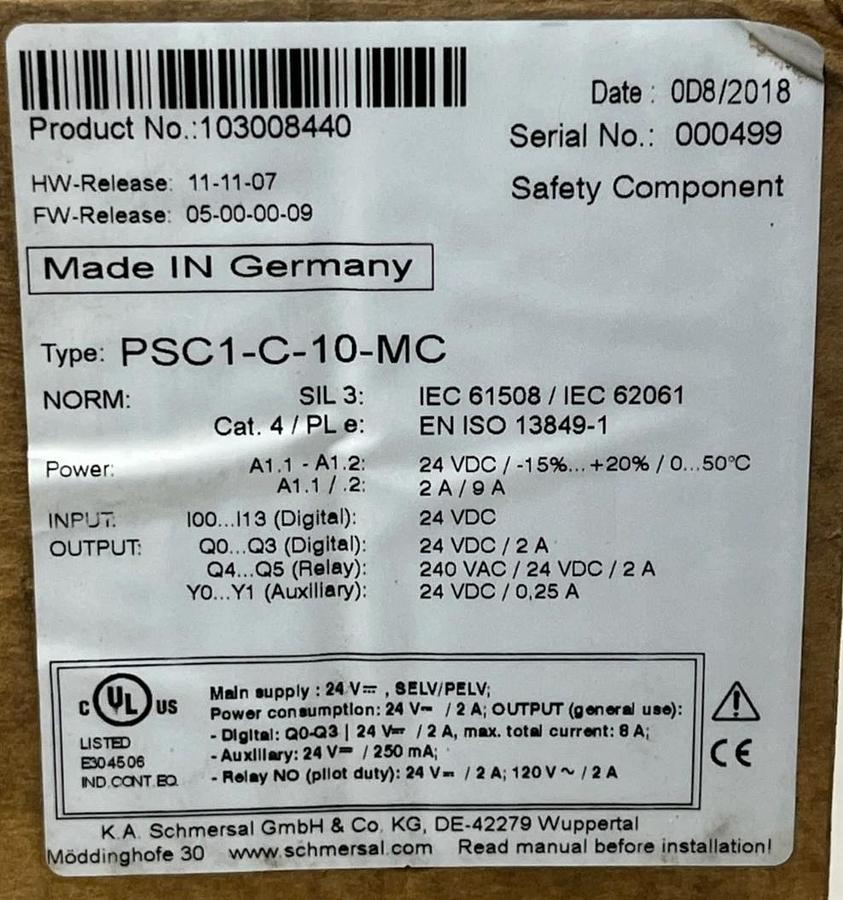 Schmersal PSC1-C-10-MC Compact Programmable Safety Controller 103008440 NSMP