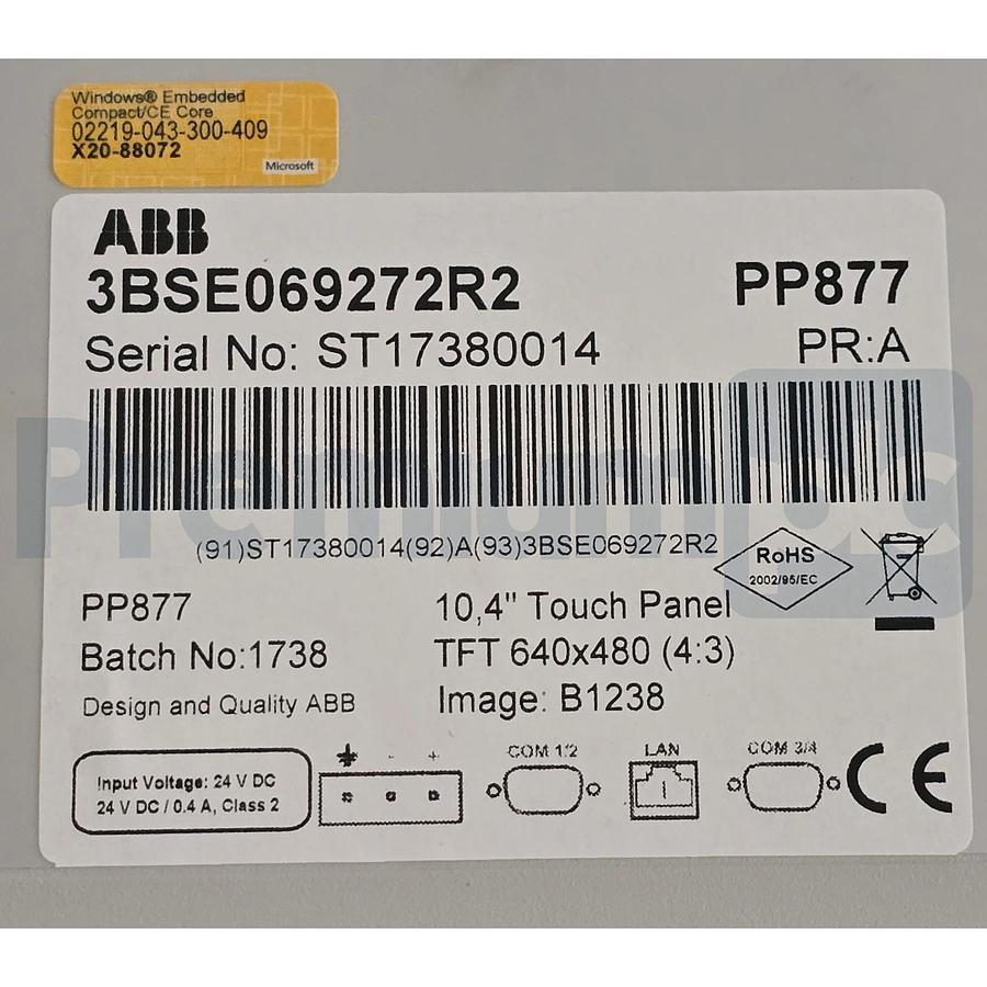 Used ABB PP877 | 3BSE069272R2 Panel 800 10.4" TOUCH PANEL HMI TFT 640X480 24VDC NSMP