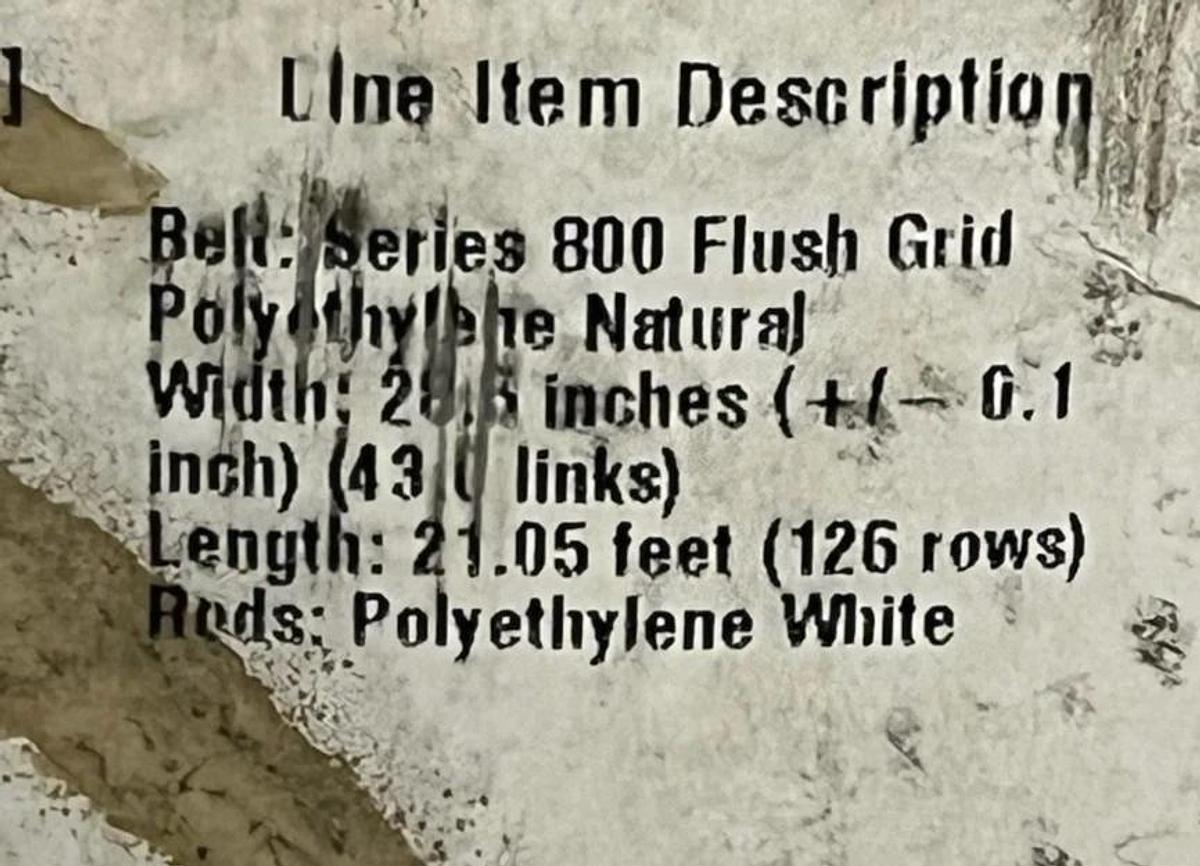 Intralox Series 800 Flush Grid Polyethylene Belt 28.5" x 21' (126 Rows) Natural