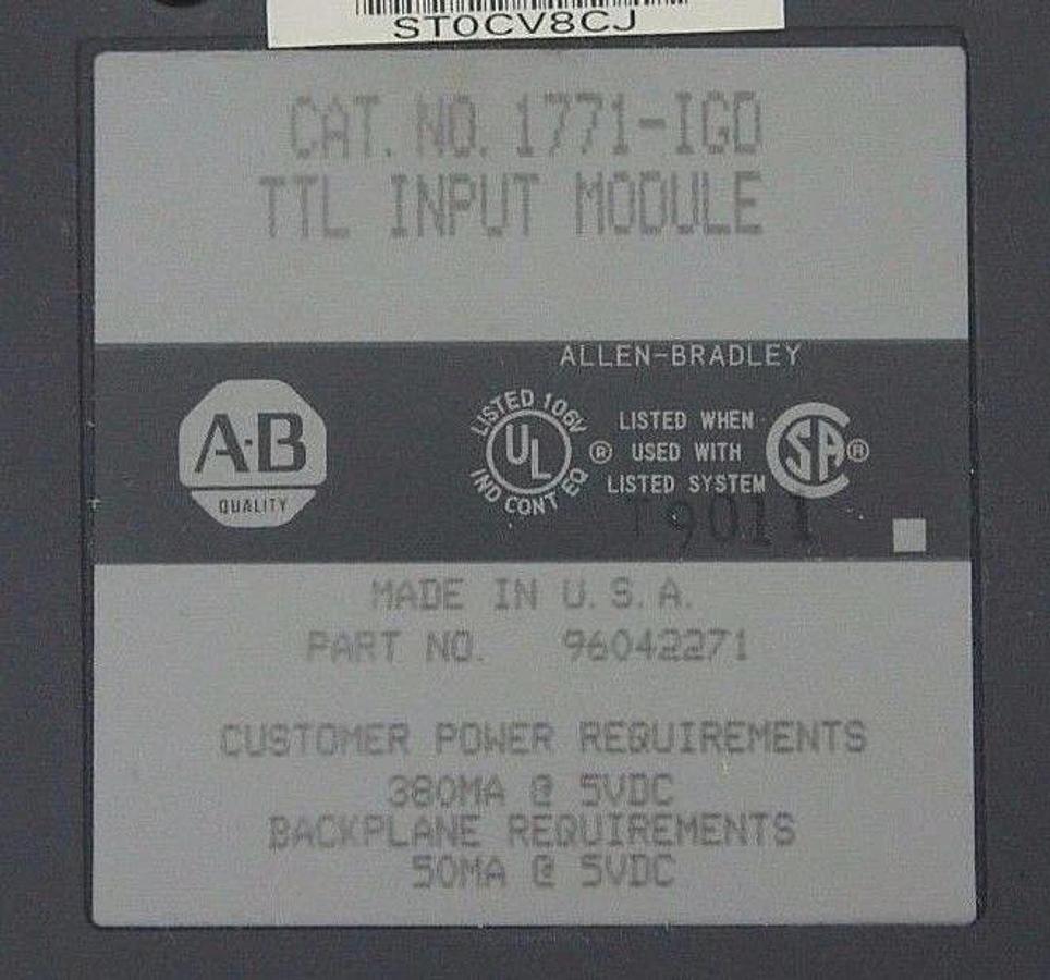 Used ALLEN BRADLEY 1771-IGD TTL INPUT MODULE, 96042271, 1771IGD
