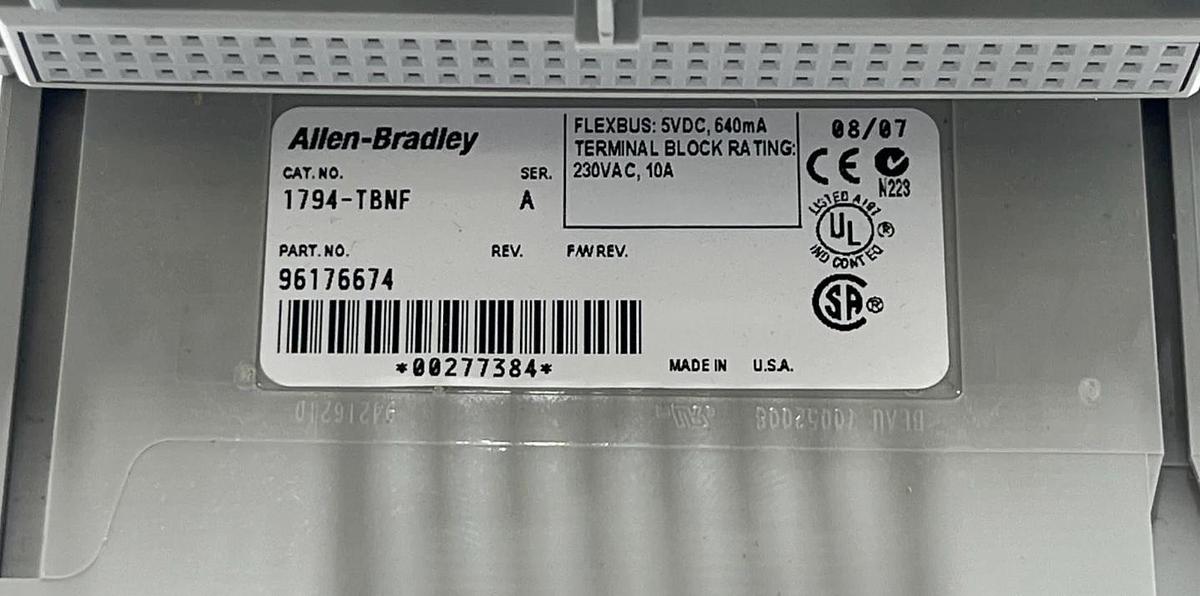 Lot of 2 Allen-Bradley 1794-TBNF Series A FLEX I/O Fused Terminal Base Units