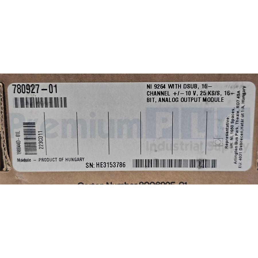 Used NATIONAL INSTRUMENTS NI-9264 w/ DSUB 16-Ch ±10V, 25 kS/s, 16-Bit 780927-01 NSMP