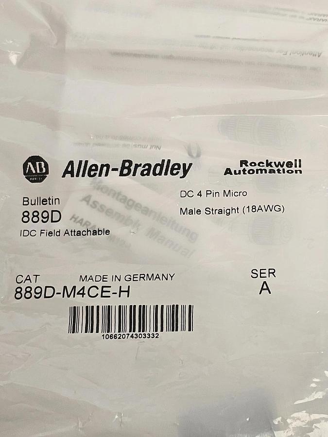 Used LOT OF 2 NEW ALLEN BRADLEY 889D-M4CE-H SER. A IDC FIELD ATTACHABLE 4-PIN