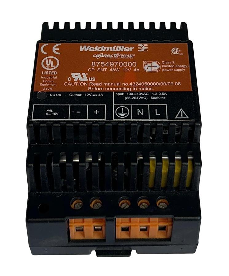 Used WEIDMULLER 8754970000 / CP SNT 48W 12V 4A connectPower POWER SUPPLY DIN NSNP