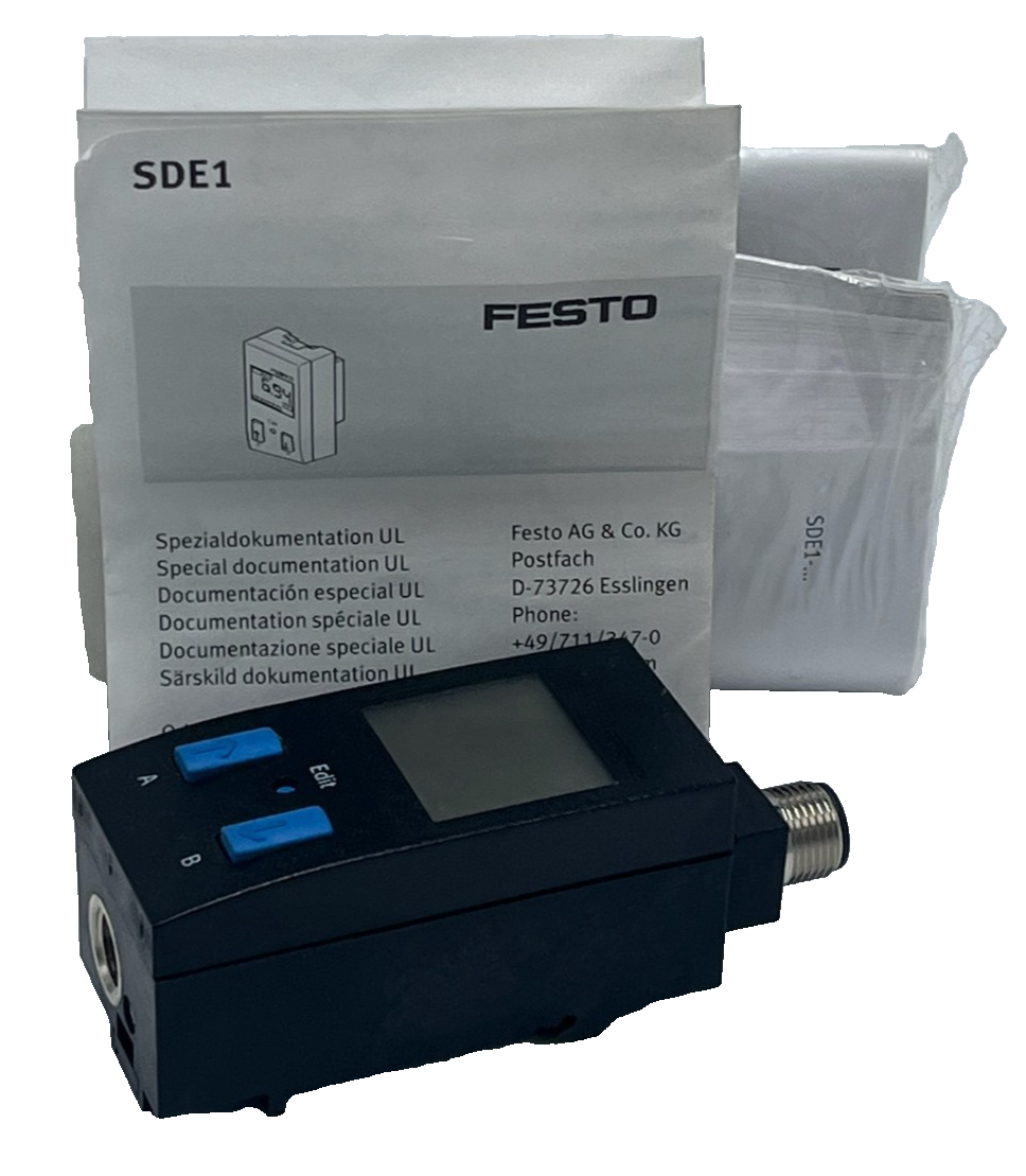 Used FESTO SDE1-D10-G2-H18-C-P1-M8 PRESSURE SENSOR 192030 0-10 Bar PNP Backlit LCD