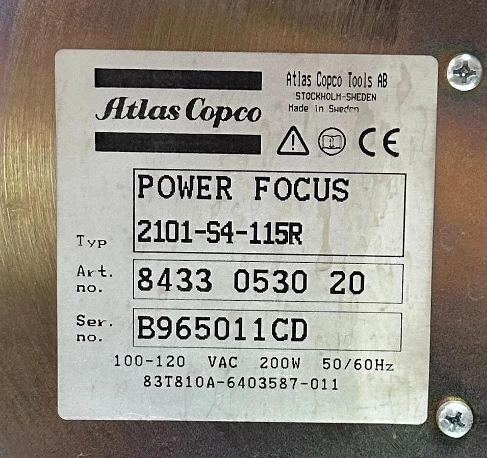 Used ATLAS COPCO 2101-S4-115R / 8433 0530 20 POWER FOCUS TENSOR CONTROLLER 200W USNP