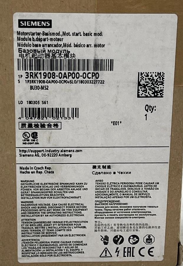 Used SIEMENS 3RK1908-0AP00-0CP0 SIMATIC ET 200SP Base Unit BU30-MS2 500V 32A PLC NSFS