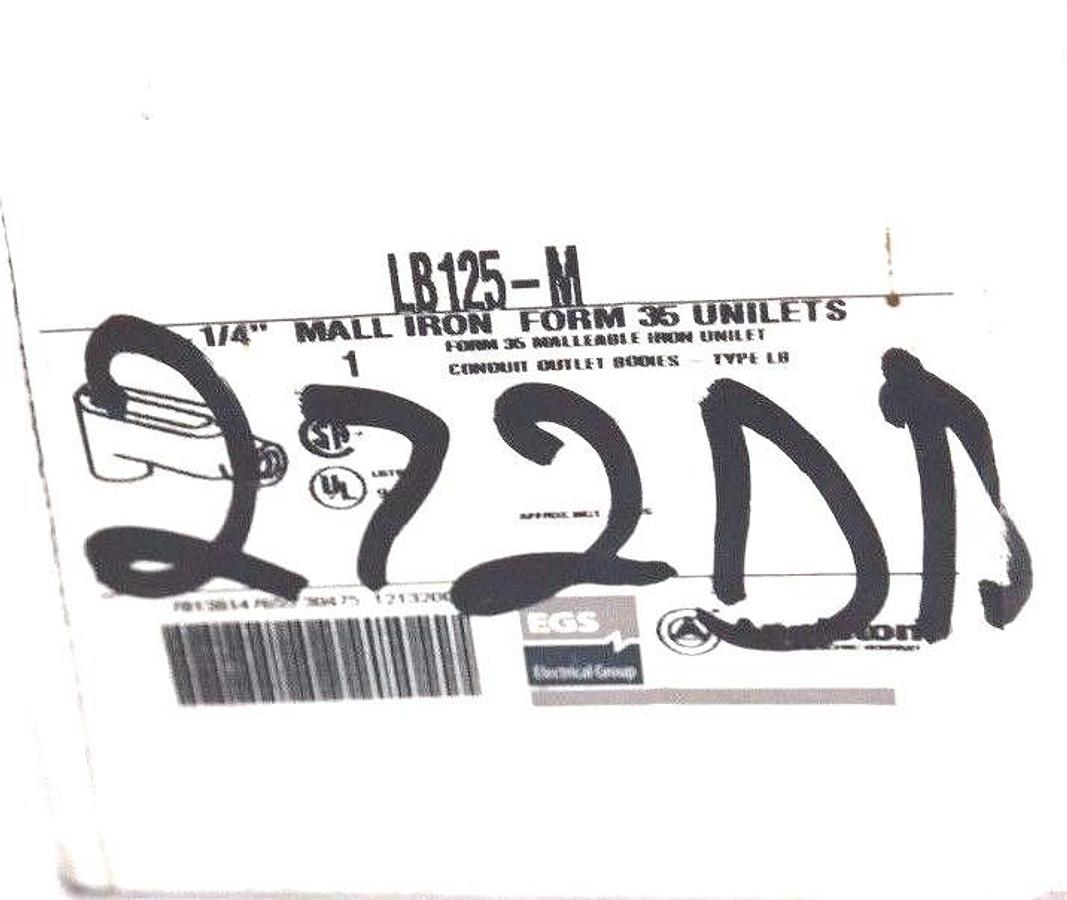 NIB APPLETON LB125-M 1-1/4INCH MALL IRON FORM 35 UNILETS TYPE LB CONDUIT LB125M
