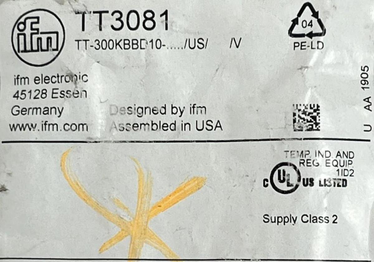 IFM Efector TT3081 Temperature Probe Sensor TT-300KBBD10-US/V PT100 360mm NSMP