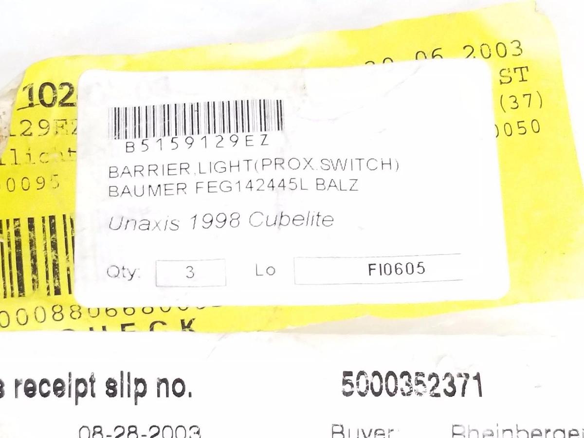 Used LOT OF 3 BAUMER ELECTRIC FEG18.24.45/L/K859 TRANSMISSIVE SWITCHES