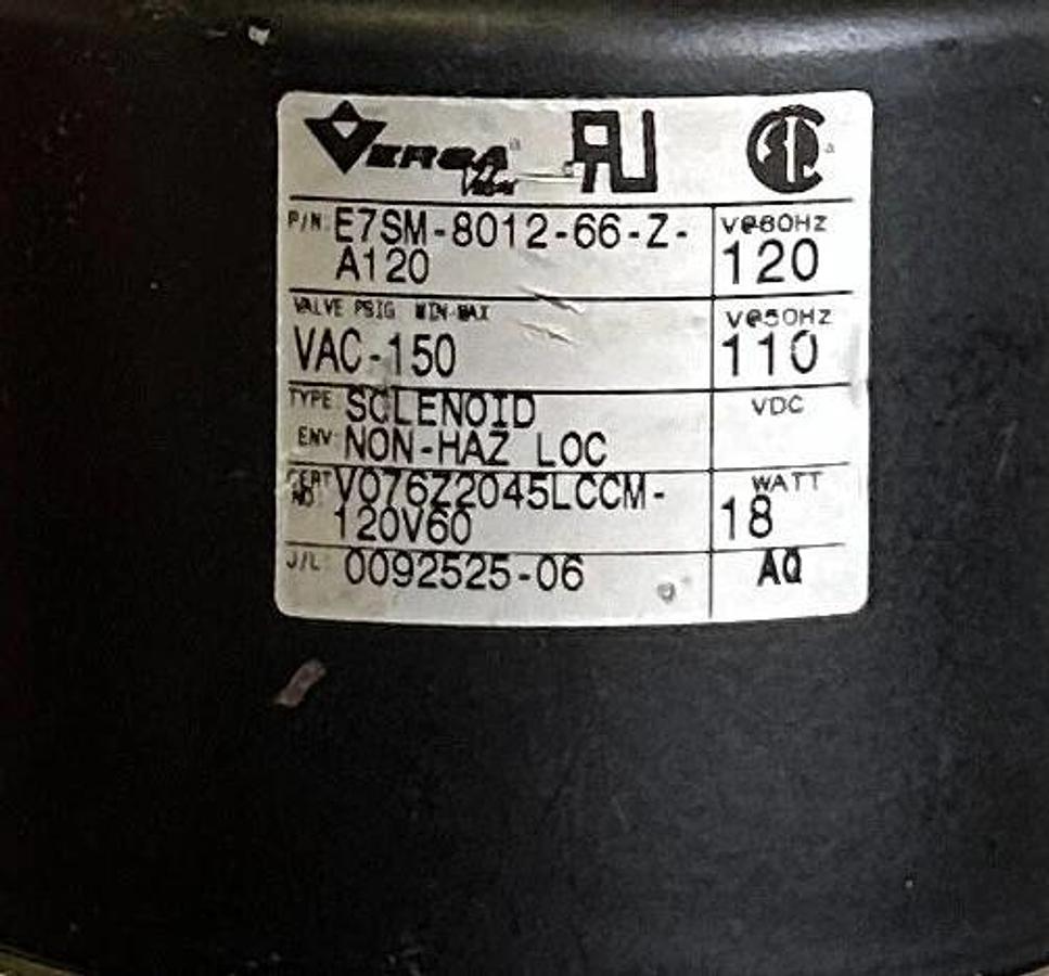 Refurbished VERSA E7SM-8012-66-Z-A120 / E7SM801266ZA120 SOLENOID COIL 110/120V 50/60Hz 18W